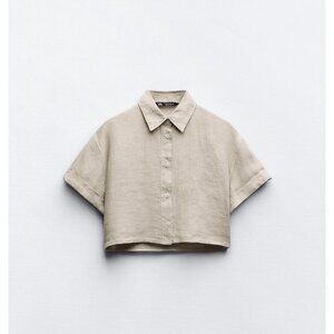 Crop linen shirt